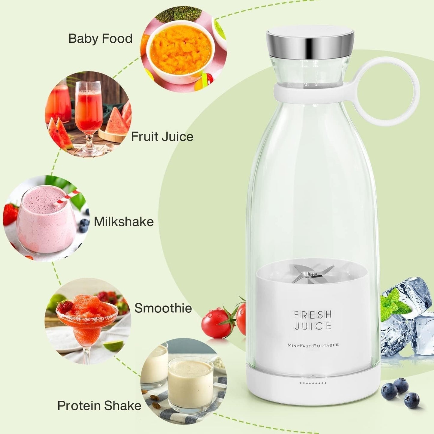 Portable Mini Blender Electric Juicer Fruit Smoothies Mixer Usb Magnetic charging Multifunctional Juice Maker Machine Blender