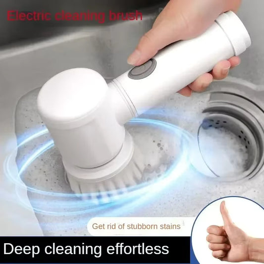 5in1 Magic Brush Electric Cordless Cleaning USB Chargeable Spin Scrubber Brush Polisher Sponge for Kitchen Bathroom Clean Brush