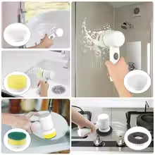 5in1 Magic Brush Electric Cordless Cleaning USB Chargeable Spin Scrubber Brush Polisher Sponge for Kitchen Bathroom Clean Brush