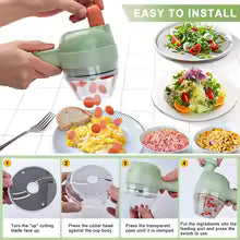4 IN 1 Electric Vegetable Cutter Food Peel Slicer Handheld Wireless Garlic Masher Food Chopper Meat Grinder Home kitchen Mincer
