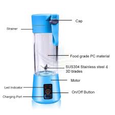 USB Rechargeable Juicer Blender 6 Blades 380ml