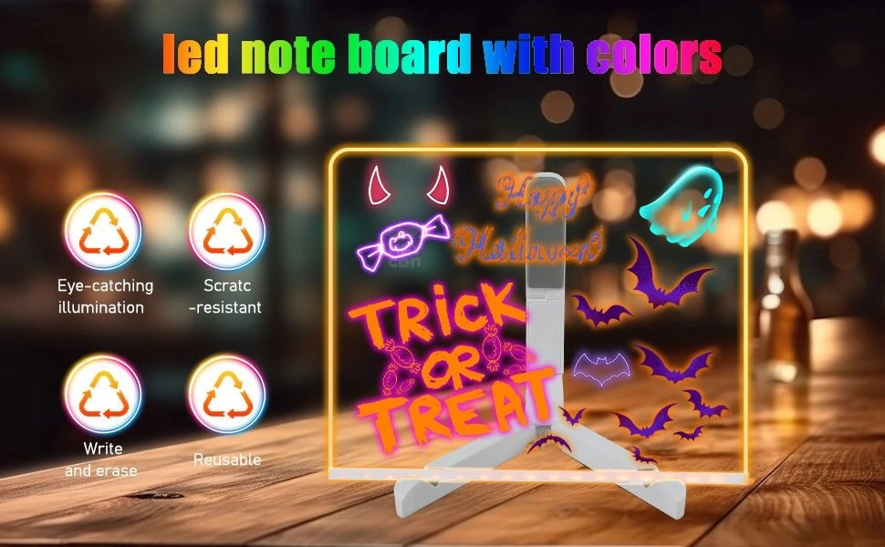 Acrylic LED Board With Colorful Night Light & 7 Neon Pens