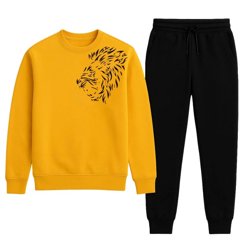 LION Printed Tracksuit Sweatshirt & Trouser | Warm & Comfortable Winter Wear | XL