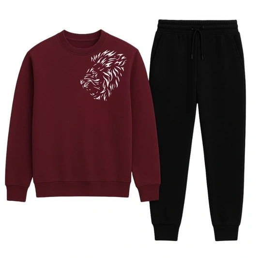 LION Printed Tracksuit Sweatshirt & Trouser | Warm & Comfortable Winter Wear | XL